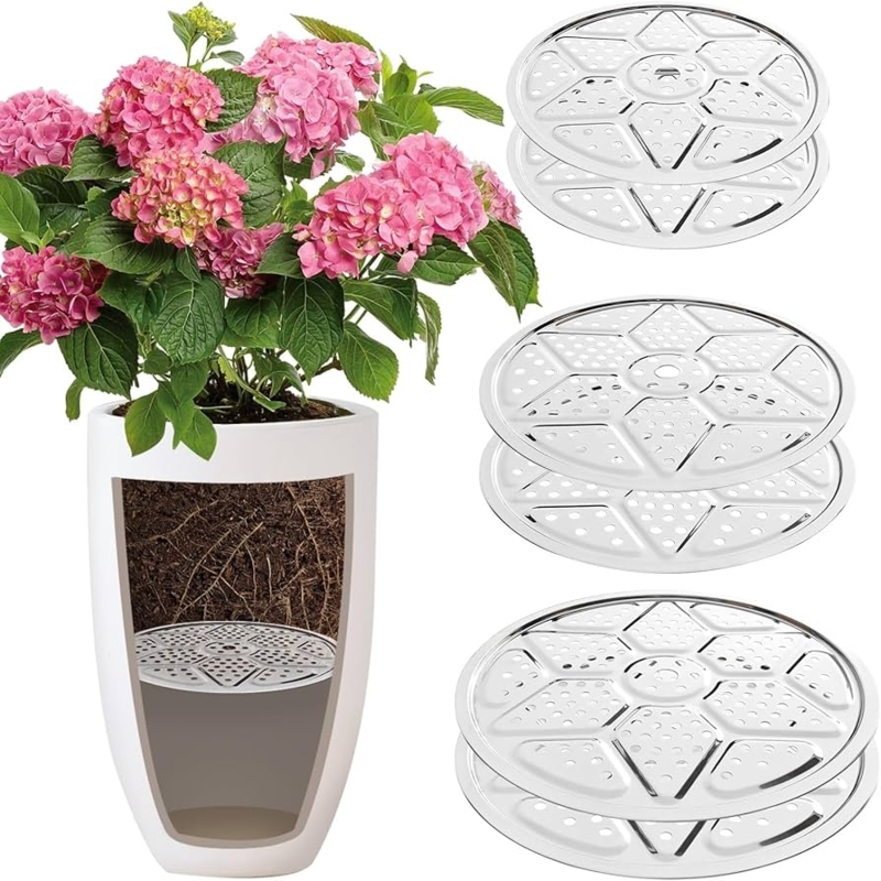 Internal Planter Drainage Riser Inserts with Radial Slots and Ribbing