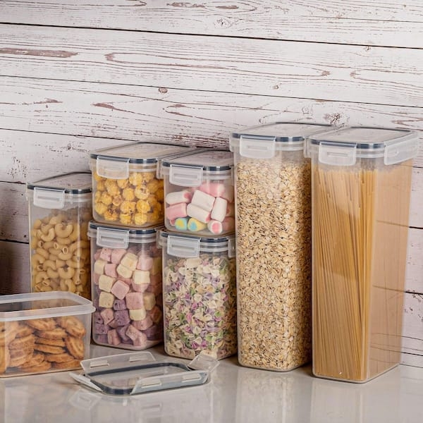 Kitchen Canisters featuring Locking Lids and Stackable Design.