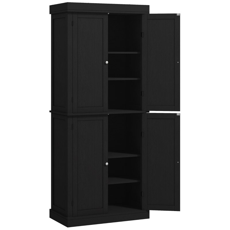 Kitchen Pantry Black Finish Shaker Doors Central Drawer Tall Cabinet