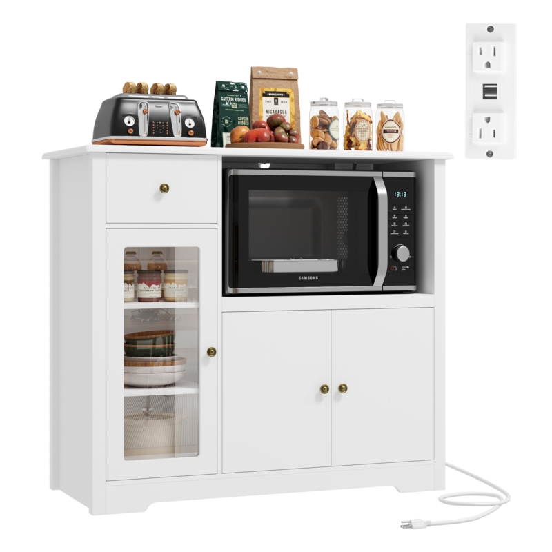 Kitchen Pantry Utility Cabinet with Integrated Charging Station