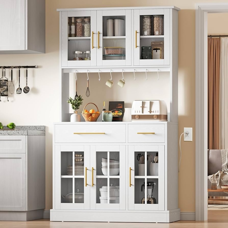 Kitchen Pantry with Microwave Niche and White Oak Finish