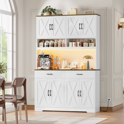 Kitchen Pantry with X-Frame Doors, Tall Espresso Finish