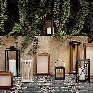 Lantern Trio in Black Metal Frame with Rectangular Silhouette