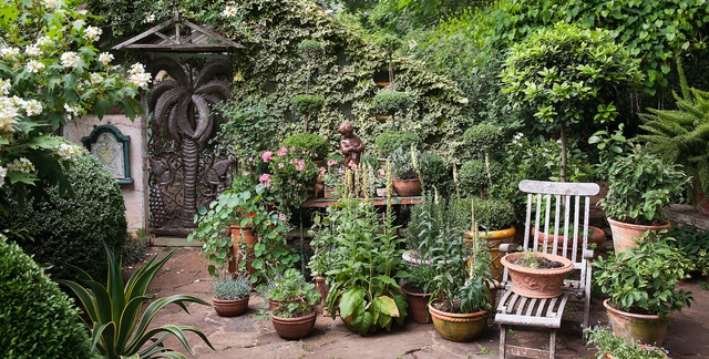 Large Aged Stone Planter, Classic Garden Urn Styling.