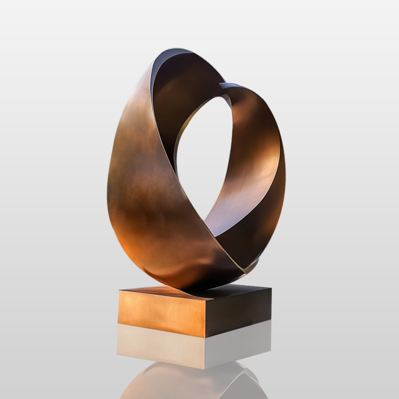 Large Bronze Infinity Art Piece Polished Twisted Silhouette