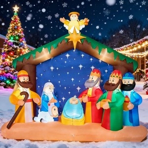 Large Christmas Inflatable Nativity Scene, Wide Span with Internal Glow
