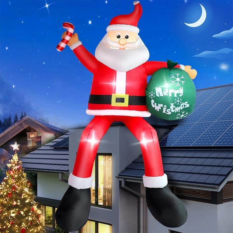 Large Christmas Inflatable Sitting Santa Posture with Gift Bag Detail