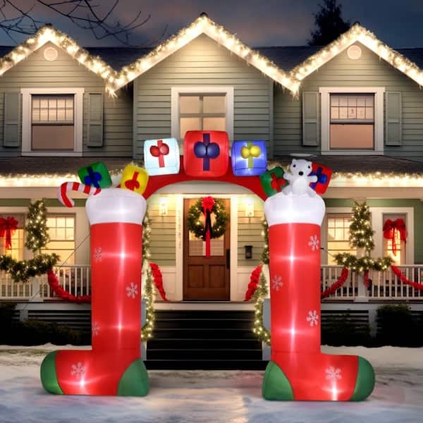 Large Christmas Inflatable Stocking Arch with Integrated Characters