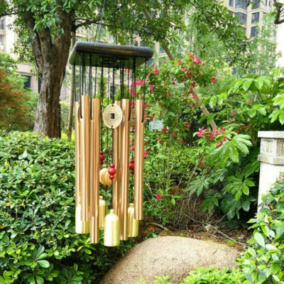 Large Copper Outdoor Wind Chimes with Polished Metal Tubes