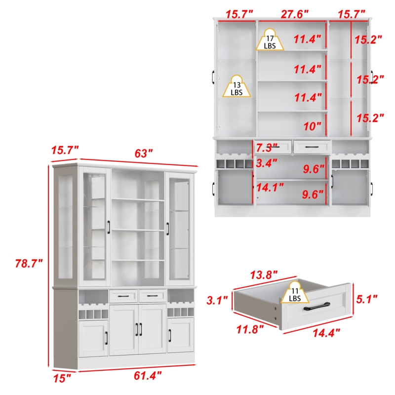 Large Freestanding Pantry Cabinet with Integrated Countertop.