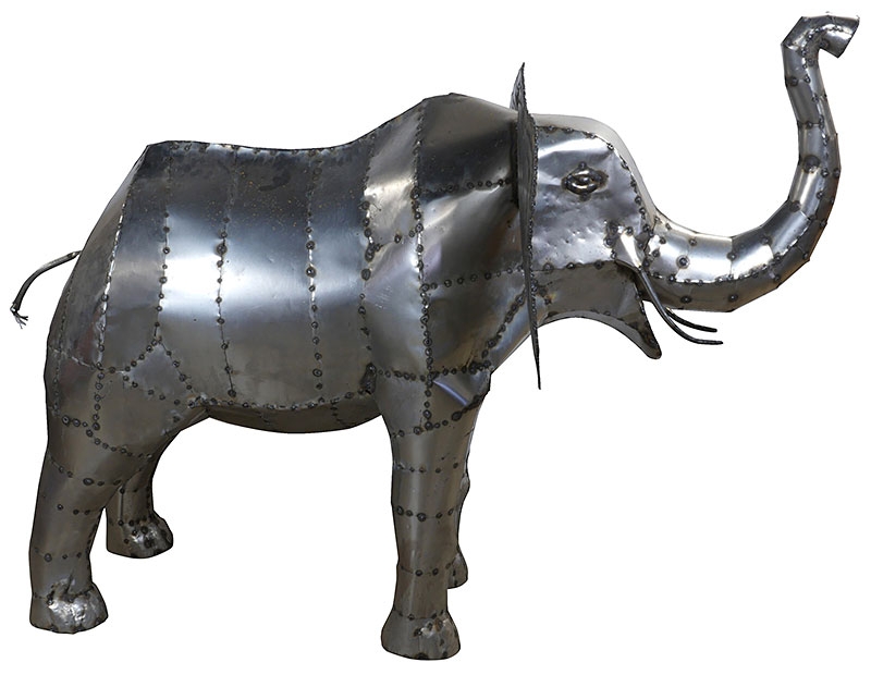 Large Industrial Patchwork Metal Elephant Sculpture