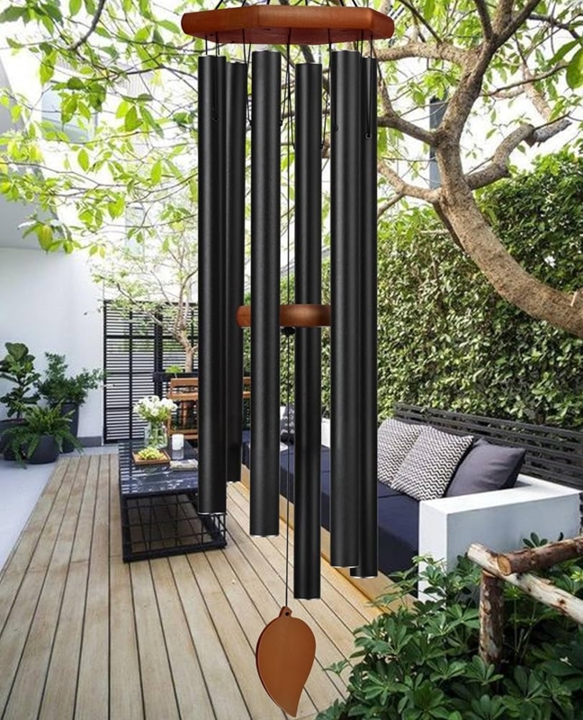 Large Memorial Wind Chimes with Deep Tones and Wood Contrast