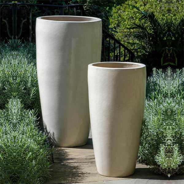 Large Planters Ribbed Stone Like Tapered Garden Pots Mediterranean Style