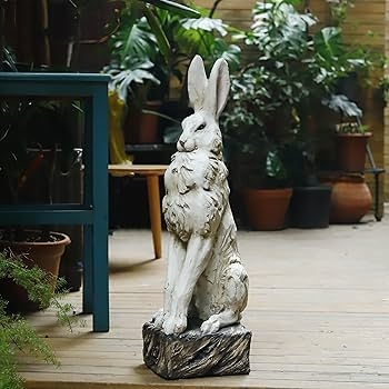 Large Rabbit Garden Statue 30 Inch Realistic Sitting Pose