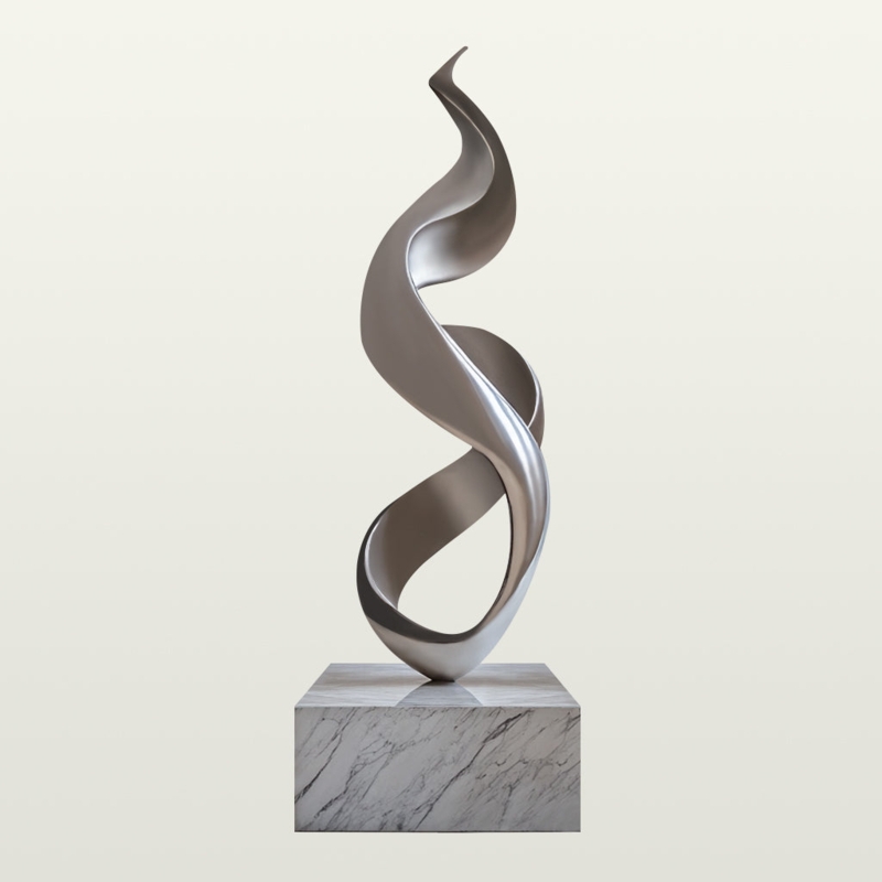 Large Scale Abstract Sculpture Polished Interlocking Ribbon Loops