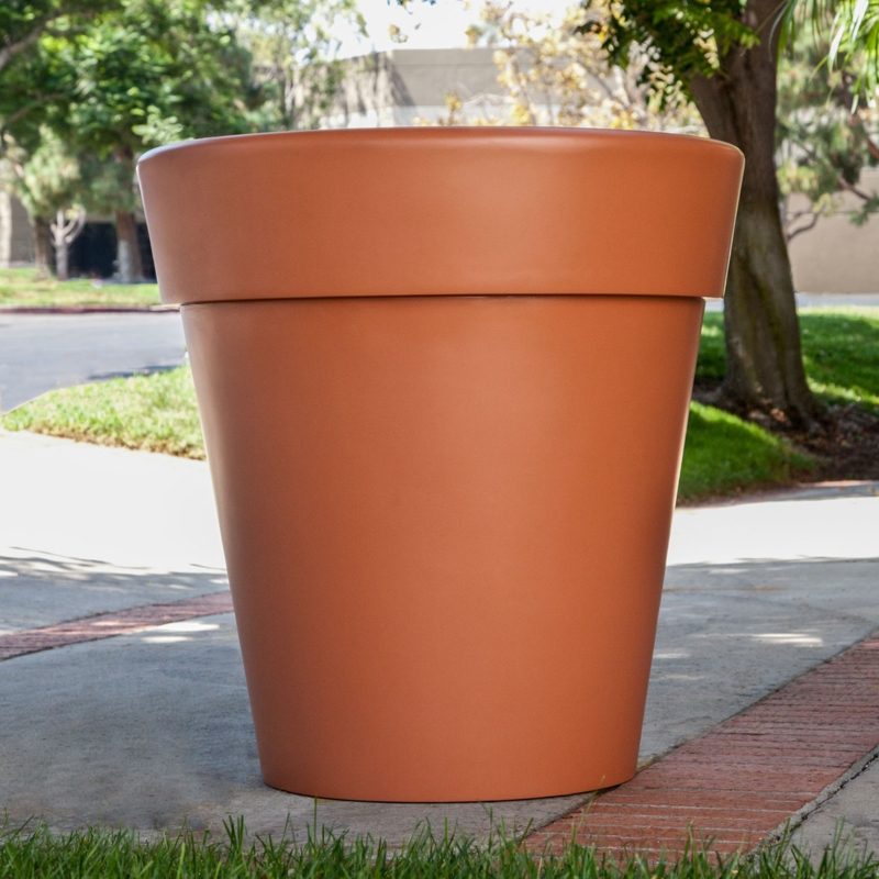Large Terracotta Outdoor Planter, Matte Urn Silhouette Mediterranean