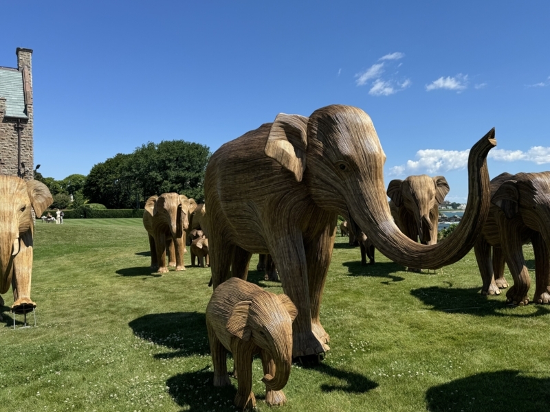 Large Woven Natural Fiber Elephant Garden Sculptures
