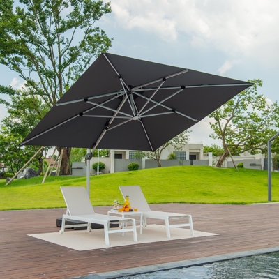 LED Cantilever Umbrella Solar Powered Square Canopy
