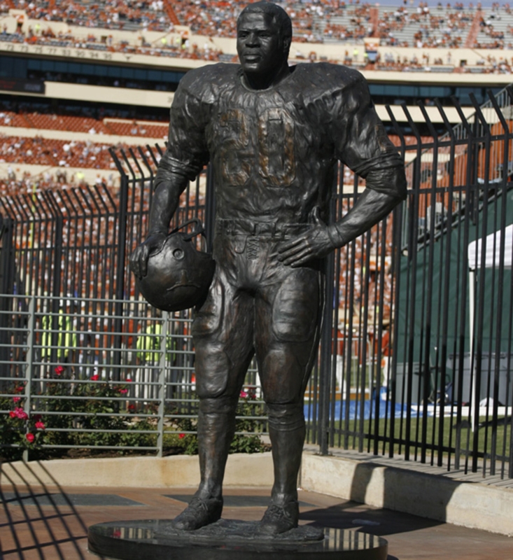 Life-Size Bronze Football Statue on Polished Granite Plinth