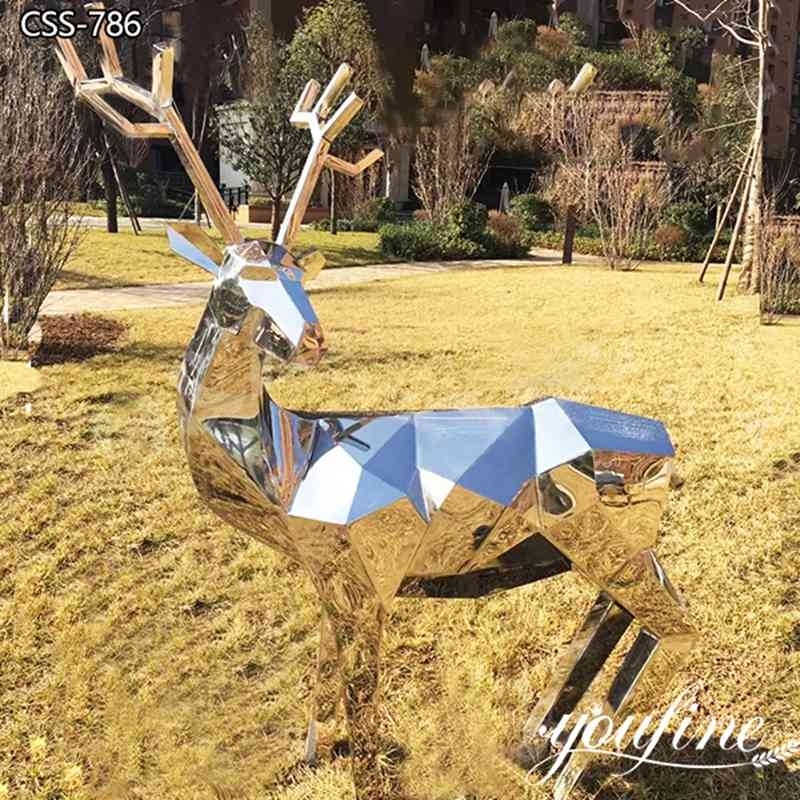 Life Size Deer Statue Vibrant Teal Faceted Design Modern Outdoor Decor