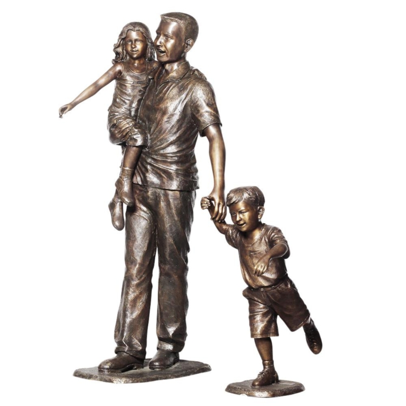 Life-Size Garden Statue of Family Group for Outdoor Landscape
