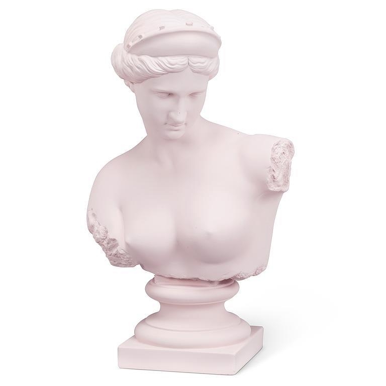 Light Pink Finish Bust Sculpture Classical Aphrodite Neoclassical