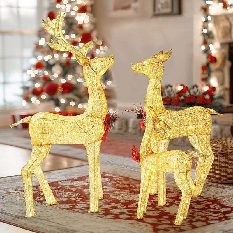 Lighted Deer Decoration 53-Inch Tall Cool White LED Mesh