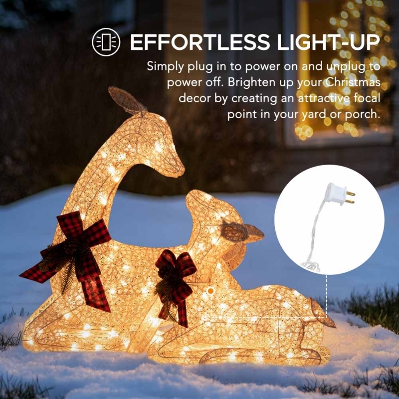 Lighted Holiday Figurines Gold Wireframe Lying Pose Set