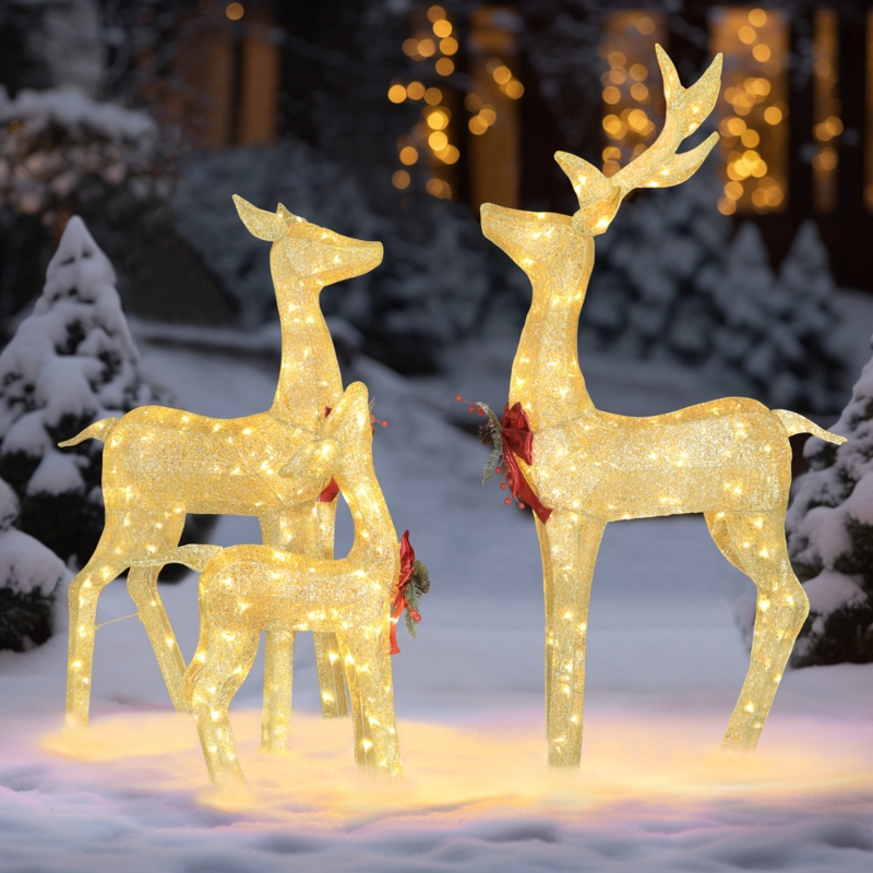 Lighted Reindeer Standing Silhouette Large Scale Wireframe Deer