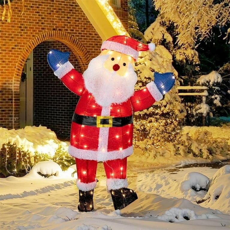 Lighted Santa Decoration with Merry Christmas Sign, Internal LED