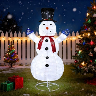 Lighted Snowman Pop Up Construction Buffalo Plaid Hat Cool White