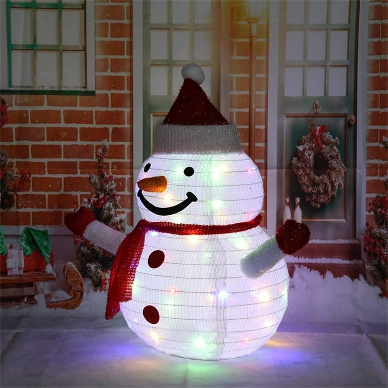 Lighted Snowman Snowflake Top Hat Pre Lit Mesh Body Stick Arms