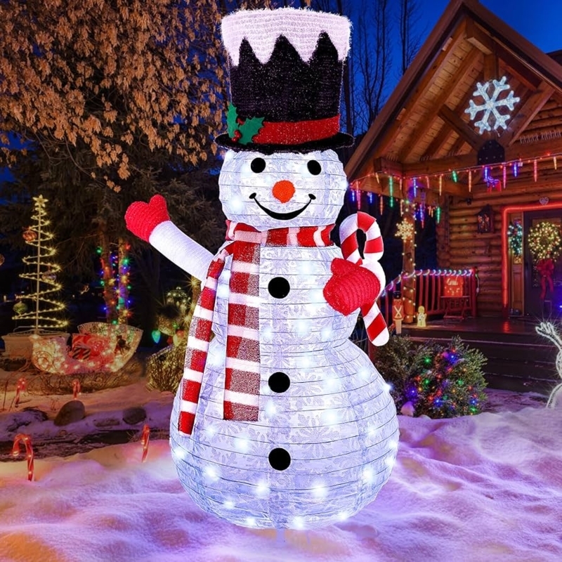 Lighted Snowman with Snowflake Top Hat and Separate Gift Boxes