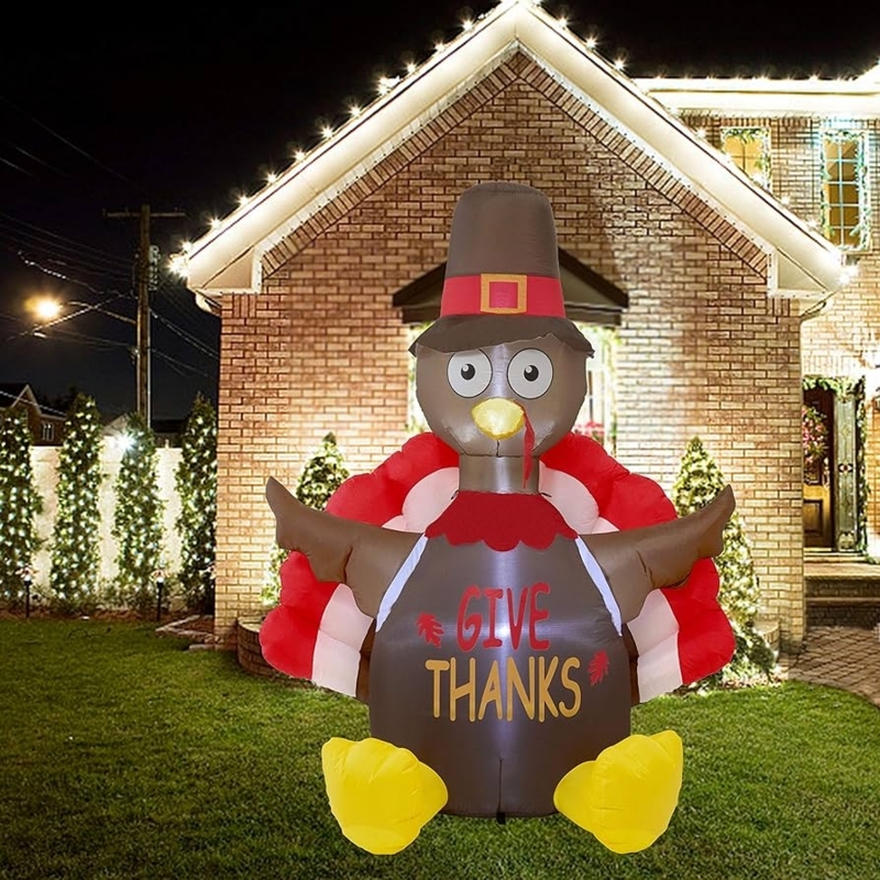 Lighted Turkey Yard Decoration Vibrant Autumnal Palette Pilgrim Hat