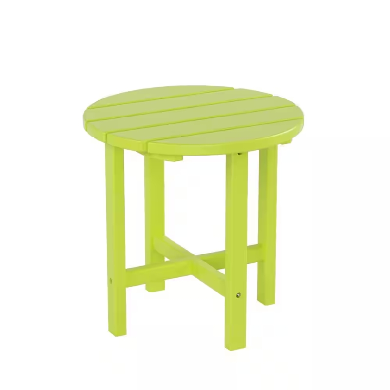 Lime Green Outdoor Side Table Round Plastic Patio Accent