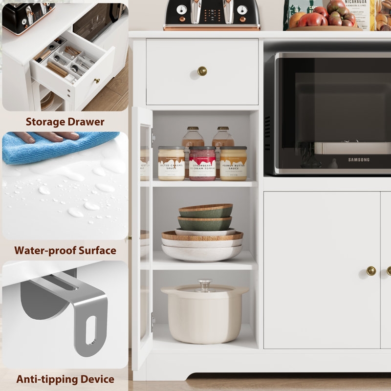 Low Kitchen Pantry with Sliding Mesh Doors & Charging Ports