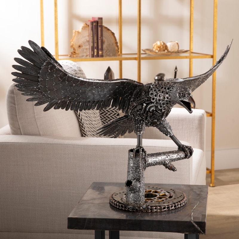 Majestic Eagle Sculpture Recycled Metal Steampunk Art