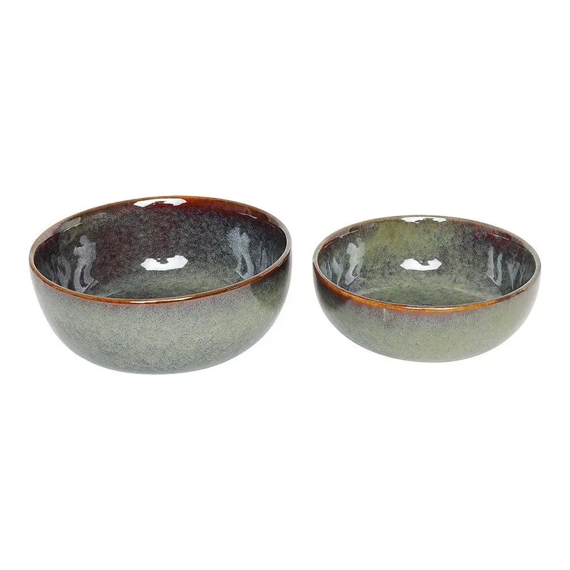 Matte Black Serving Bowl Set with Hammered Gold Rim, Artisanal Luxury