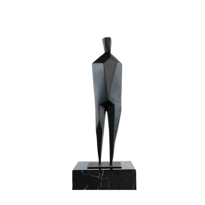 Matte Black Wireframe Sculpture Seated Human Figure Minimalist Shelf Decor