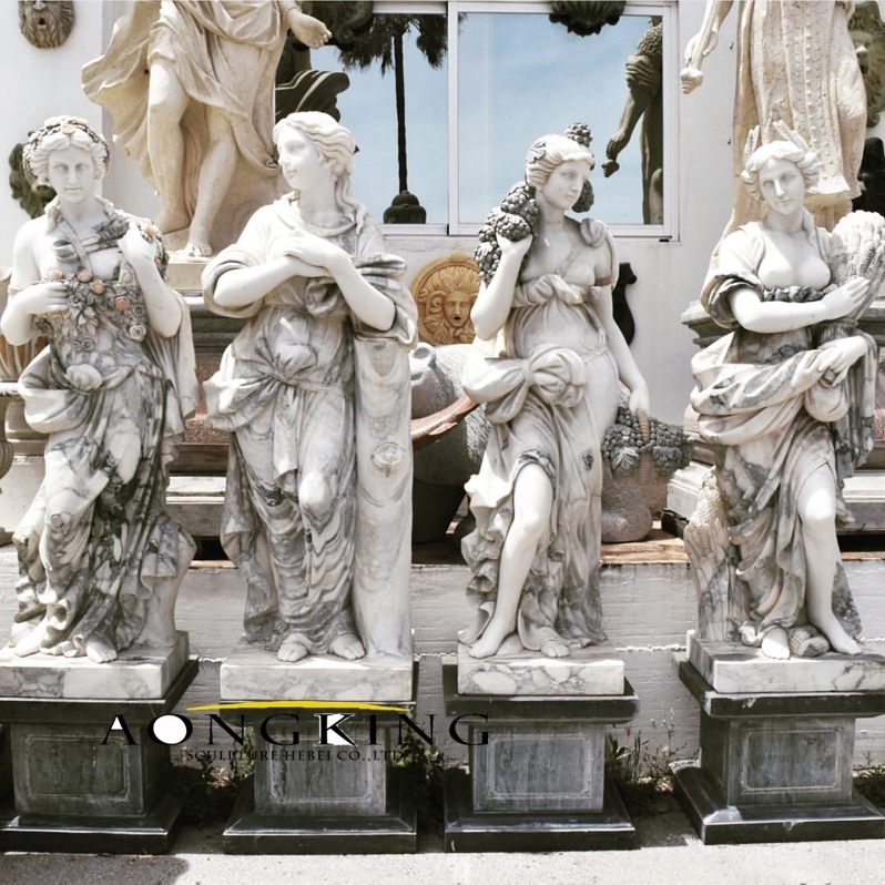 Matte Light Grey Statue Set featuring Life Size Classical Figures