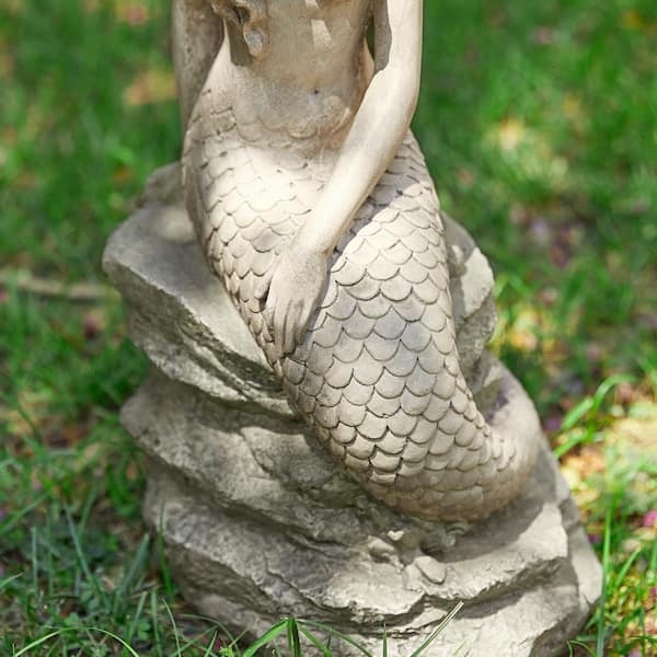Mermaid Statue Scale Textured Tail Distressed Finish Coastal Decor