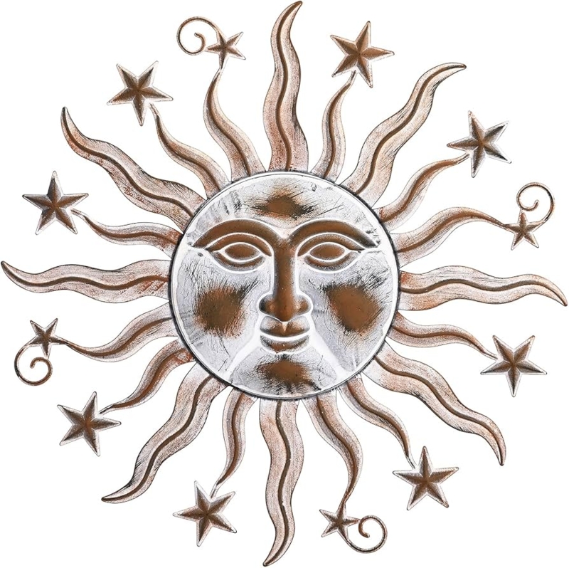 Metal Wall Art Verdigris Patina Copper Distressed Sunburst