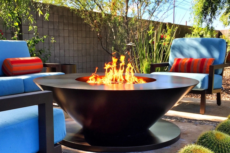 Mid-Century Modern Tangerine Orange Conical Outdoor Fireplace