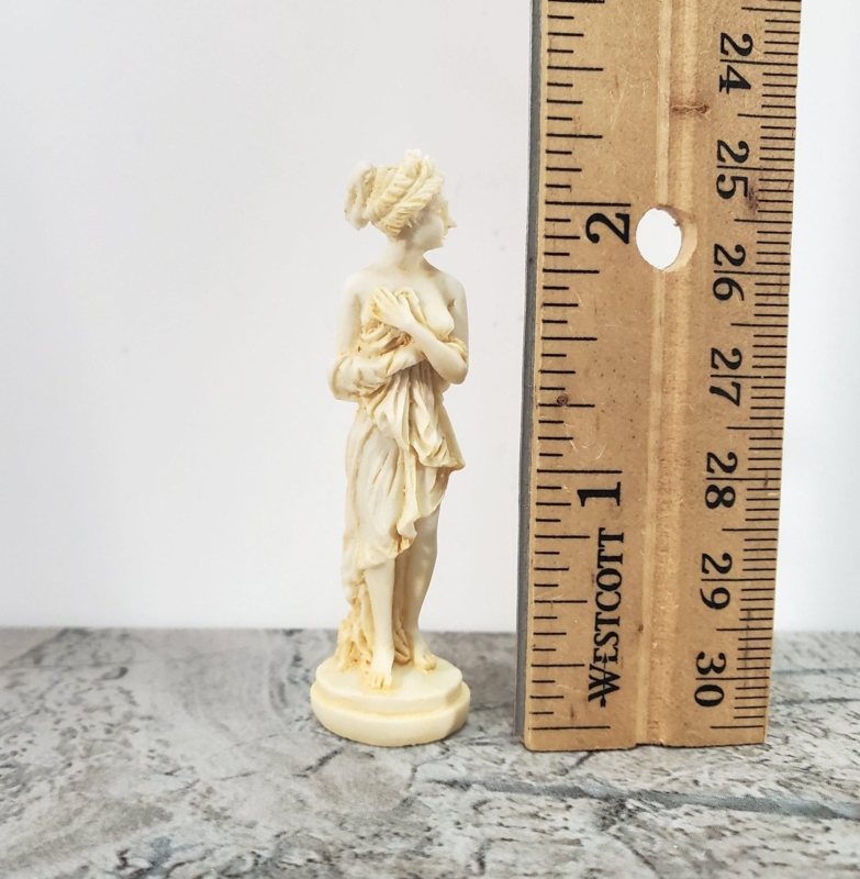 Miniature Aged Stone Garden Statue of Nude Female Figure