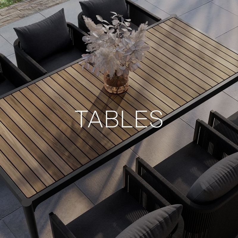 Minimalist Charcoal Outdoor Table Oversized Surface Block Legs