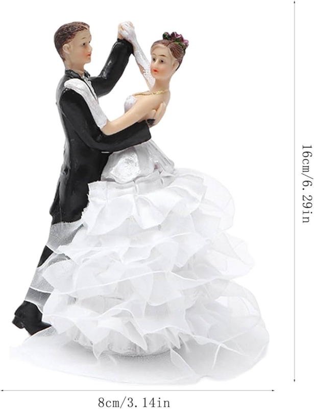 Minimalist Figurine Faceless Dancing Bride Groom Black White Decor
