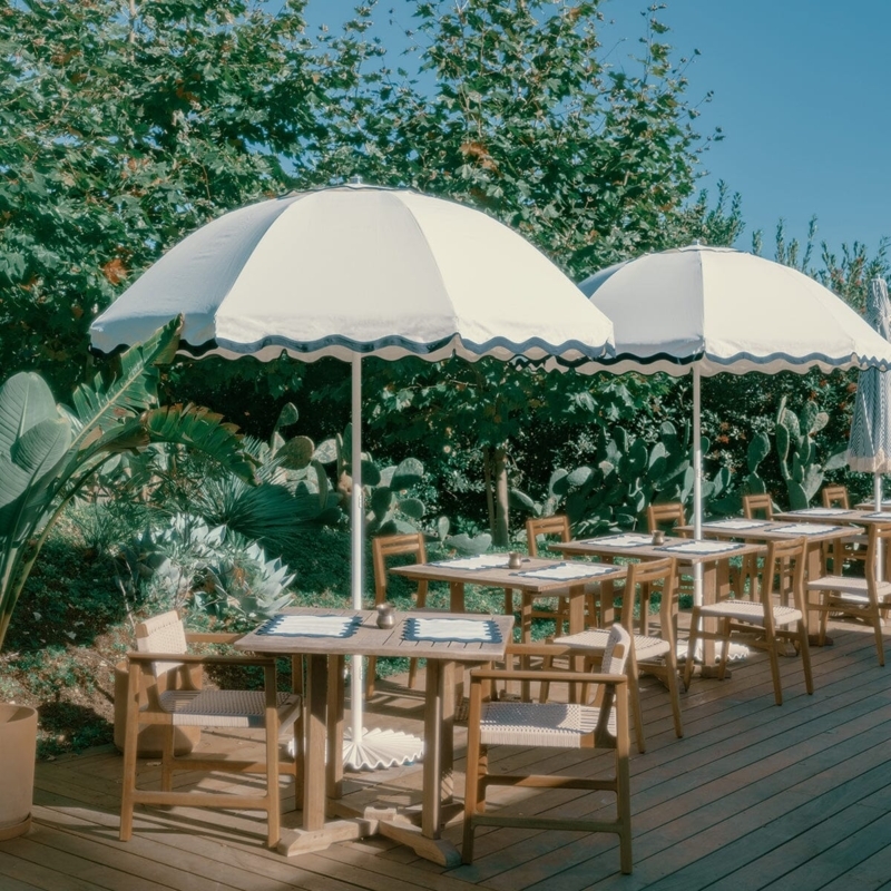 Minimalist Market Umbrella with Natural Wooden Pole
