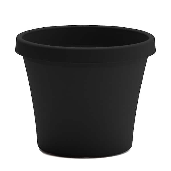 Minimalist Matte Black Planter Round Tapered for Outdoor Garden