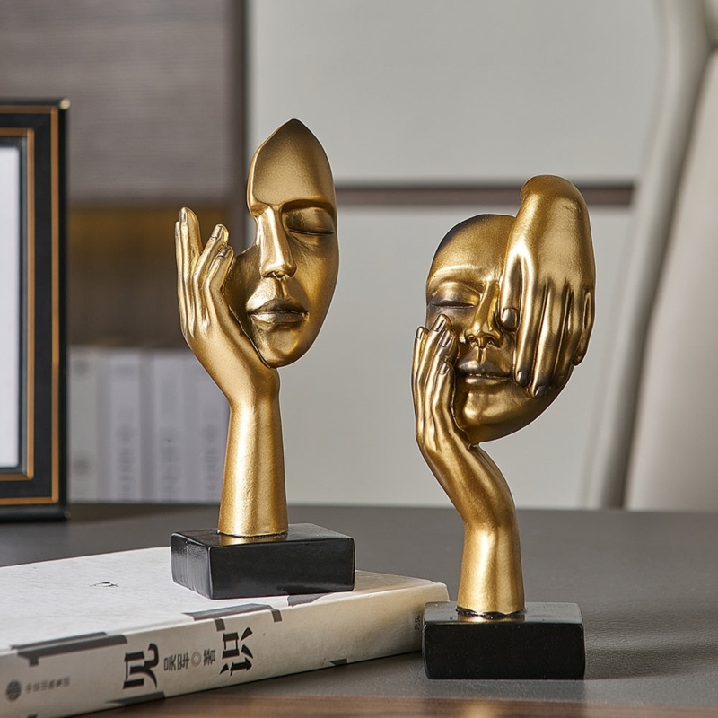 Minimalist Thinker Sculpture for Desk, Sandstone Look Abstract Figure