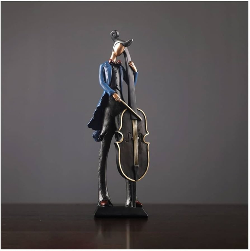 Modern Abstract Bronze Toned Sculpture Cello Player Silhouette Decor